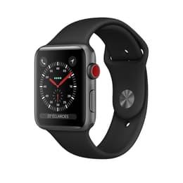 Apple Watch (Series 3) GPS + Cellular 42 mm - Alumiini Tähtiharmaa - Sport band Musta