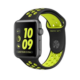 Apple Watch (Series 2) Joulukuu 2016 42 mm - Alumiini Tähtiharmaa - Armband Sport Nike Musta