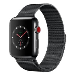 Apple Watch (Series 3) 2017 42 mm - Ruostumaton teräs Tähtiharmaa - Armband Milanolaisranneke Musta