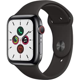 Apple Watch (Series 5) Syyskuu 2019 44 mm - Ruostumaton teräs Musta - Armband Sport loop Musta