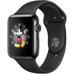 Apple Watch (Series 2) 2016 42 mm - Alumiini Tähtiharmaa - Armband Sport loop Musta