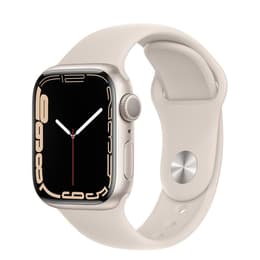 Apple Watch (Series 7) GPS 41 mm - Alumiini Hopea - Sport band Tähti­valkea