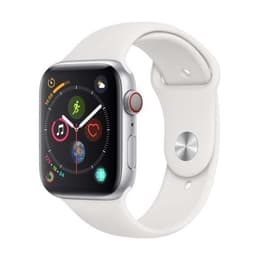 Apple Watch (Series 4) GPS 44 mm - Ruostumaton teräs Hopea - Sport band Wit