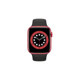Apple Watch (Series 6) 2020 GPS 44 mm - Alumiini Punainen - Sport band Musta