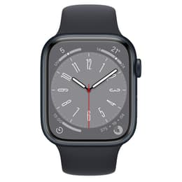 Apple Watch (Series 8) GPS + Cellular 45 mm - Alumiini Keskiyö - Sport band Musta
