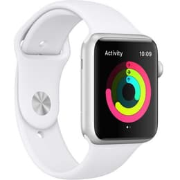 Apple Watch (Series 3) Syyskuu 2017 42 mm - Alumiini Hopea - Armband Sport loop Wit
