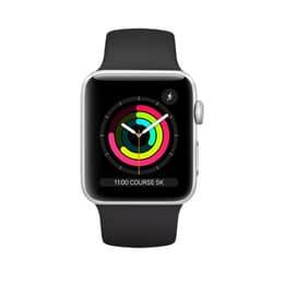 Apple Watch (Series 3) GPS 42 mm - Alumiini Hopea - Sport loop Musta