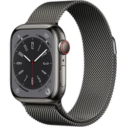 Apple Watch (Series 8) 2022 GPS + Cellular 41 mm - Ruostumaton teräs Harmaa - Milanese loop Harmaa