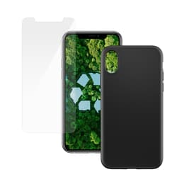 Kuori iPhone X/Xs ja suojaava näyttö - Muovi - Musta
