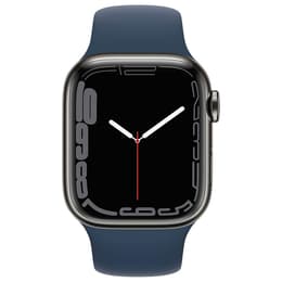 Apple Watch Series 7 (2021) GPS + Cellular 45 mm - Ruostumaton teräs Grafiitti - Sport band Sininen