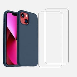 Kuori iPhone 13 mini ja 2 suojakalvo - Silikoni - Laivastonsininen