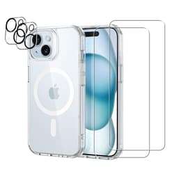 Kuori iPhone 15 ja 2 suojakalvo - TPU - Läpinäkyvä
