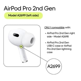 Apple Vasen kuuloke (Lightning MagSafe) - AirPods Pro 2. sukupolvi (2022) - Valkoinen (A2699)