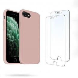 Kuori iPhone 7/8/SE2020/SE2022 ja 2 suojakalvo - Silikoni - Vaaleanpunainen (pinkki)