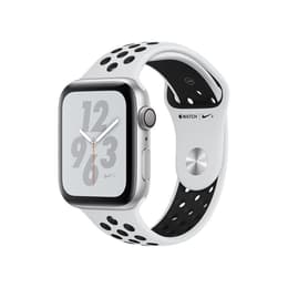 Apple Watch (Series 4) 2018 GPS 44 mm - Alumiini Hopea - Sport loop Musta
