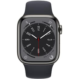 Apple Watch Series 8 (2022) GPS + Cellular 41 mm - Ruostumaton teräs Grafiitti - Sport band Musta