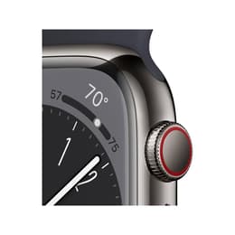 Apple Watch Series 8 (2022) GPS + Cellular 41 mm - Ruostumaton teräs Grafiitti - Sport band Musta