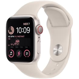 Apple Watch (Series SE) 2022 GPS + Cellular 44 mm - Alumiini Tähtivalkea - Sport band Wit