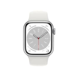 Apple Watch (Series 8) 2022 GPS + Cellular 45 mm - Ruostumaton teräs Hopea - Sport band Wit