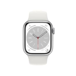 Apple Watch Series 8 (2022) GPS + Cellular 45 mm - Ruostumaton teräs Hopea - Sport band Valkoinen