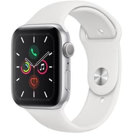 Apple Watch (Series 5) 2019 GPS 44 mm - Alumiini Hopea - Sport loop Wit