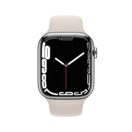 Apple Watch (Series 7) 2021 GPS + Cellular 45 mm - Alumiini Hopea - Sport band Wit