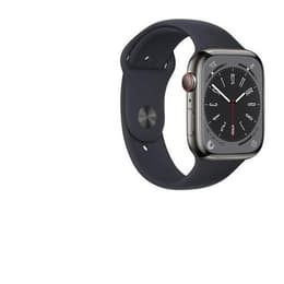 Apple Watch Series 8 (2022) GPS + Cellular 45 mm - Ruostumaton teräs Grafiitti - Sport band Musta