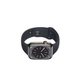 Apple Watch Series 8 (2022) GPS + Cellular 45 mm - Ruostumaton teräs Grafiitti - Sport band Musta