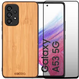 Kuori Galaxy A53 ja suojaava näyttö - Puu - Musta