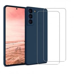 Kuori Galaxy S22 5G ja 2 suojakalvo - Silikoni - Sininen