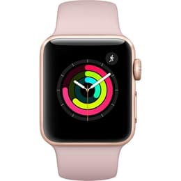 Apple Watch (Series 3) 2017 GPS + Cellular 38 mm - Alumiini Ruusukulta - Sport band Pinkki