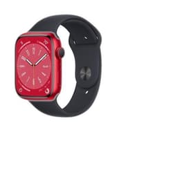 Apple Watch (Series 8) 2022 GPS + Cellular 45 mm - Alumiini Punainen - Sport band Musta