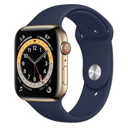 Apple Watch (Series 6) 2020 GPS + Cellular 40 mm - Ruostumaton teräs Kulta - Sport band Sininen