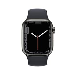 Apple Watch (Series 7) 2021 GPS + Cellular 41 mm - Ruostumaton teräs Musta - Sport band Musta