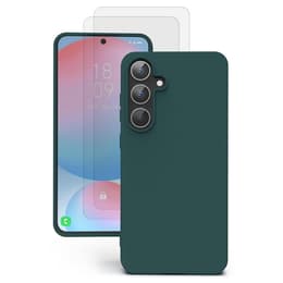 Kuori Galaxy S24 FE ja 2 suojakalvo - Silikoni - Vihreä
