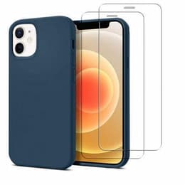 Kuori iPhone 12 mini ja 2 suojakalvo - Silikoni - Sininen