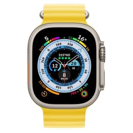 Apple Watch Ultra (2022) GPS + Cellular 49 mm - Titaani Luonnontitaani- Ocean-ranneke Keltainen
