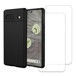 Kuori Google Pixel 7a ja 2 suojakalvo - Silikoni - Musta