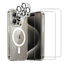 Kuori iPhone 15 Pro ja 2 suojakalvo - TPU - Läpinäkyvä