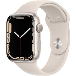 Apple Watch (Series 7) 2021 GPS 45 mm - Alumiini Kulta - Sport band Tähti­valkea