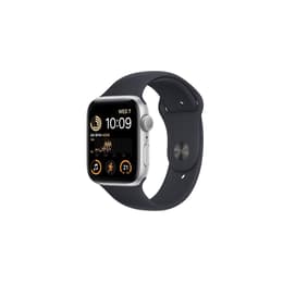Apple Watch (Series SE) 2022 GPS 44 mm - Alumiini Hopea - Sport band Musta