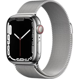 Apple Watch (Series 7) 2021 GPS + Cellular 45 mm - Ruostumaton teräs Hopea - Milanese loop Hopea