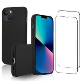 Kuori iPhone 14 Plus ja 2 suojakalvo - Silikoni - Musta