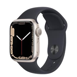 Apple Watch (Series 7) 2021 GPS 41 mm - Alumiini Hopea - Sport loop Musta