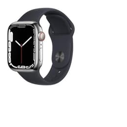 Apple Watch (Series 6) 2020 GPS + Cellular 44 mm - Ruostumaton teräs Hopea - Sport band Musta