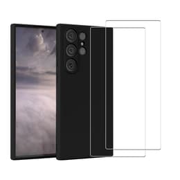 Kuori Galaxy S23 Ultra ja 2 suojakalvo - Silikoni - Musta