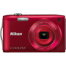Kompaktikamera S3300 - Punainen + Nikon Nikkor 6X Wide Optical Zoom VR Lens 26-156mm f/3.3-6.5 f/3.3-6.5