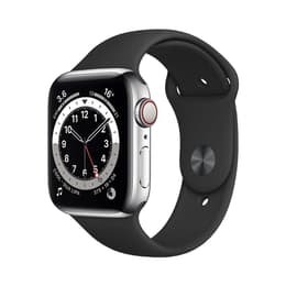 Apple Watch (Series 6) 2020 GPS + Cellular 44 mm - Titaani Hopea - Sport band Musta