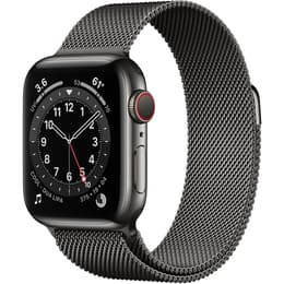 Apple Watch (Series 6) 2020 GPS + Cellular 44 mm - Ruostumaton teräs Grafiitti - Milanolaisranneke Harmaa