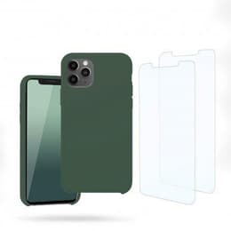 Kuori iPhone 11 Pro Max ja 2 suojakalvo - Silikoni - Vihreä